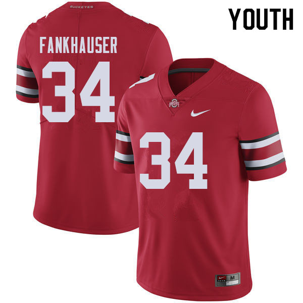 Ohio State Buckeyes Owen Fankhauser Youth #34 Red Authentic Stitched College Football Jersey